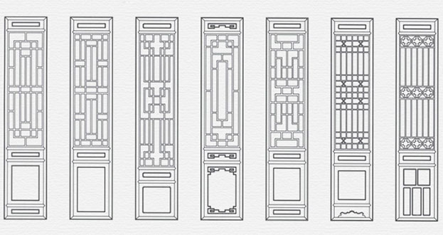 彭山常用中式仿古花窗图案隔断设计图